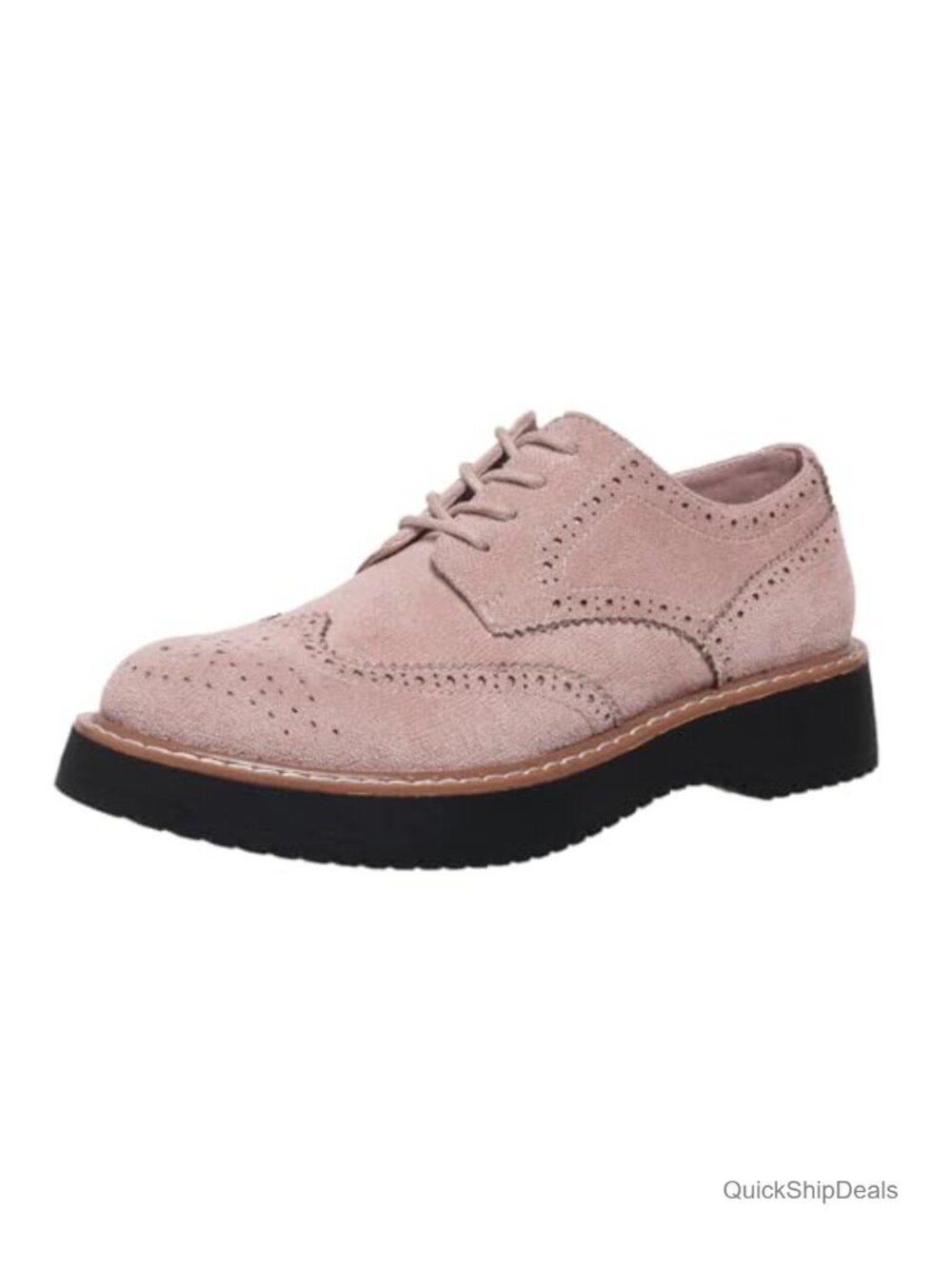 Women's Chunky Platform Oxfords Lace Up Round Toe Non-Slip Suede Shoes